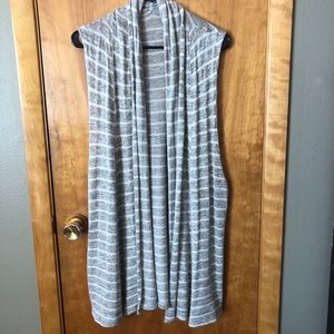 Women’s 2X Sleeveless Vest-Gray/Brown White Stripe
